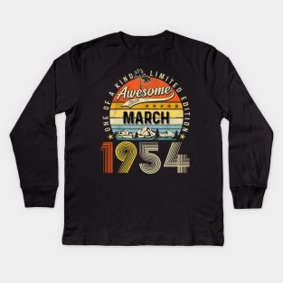 Awesome Since March 1954 Vintage 69th Birthday Kids Long Sleeve T-Shirt